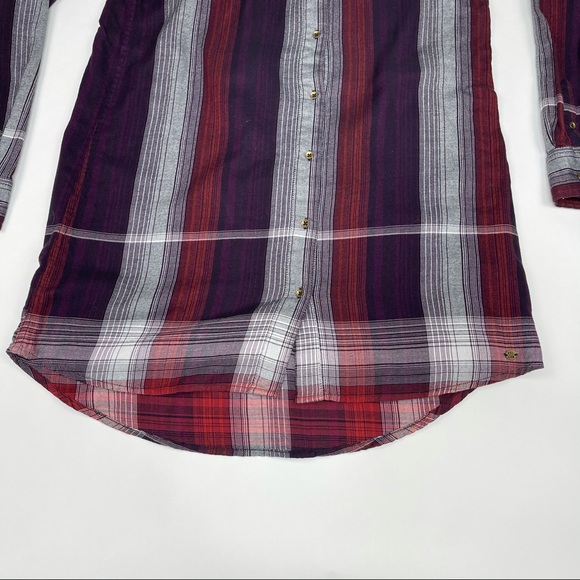 Volcom Purple Plaid Button Down Dress Size M. M - Picture 3 of 11